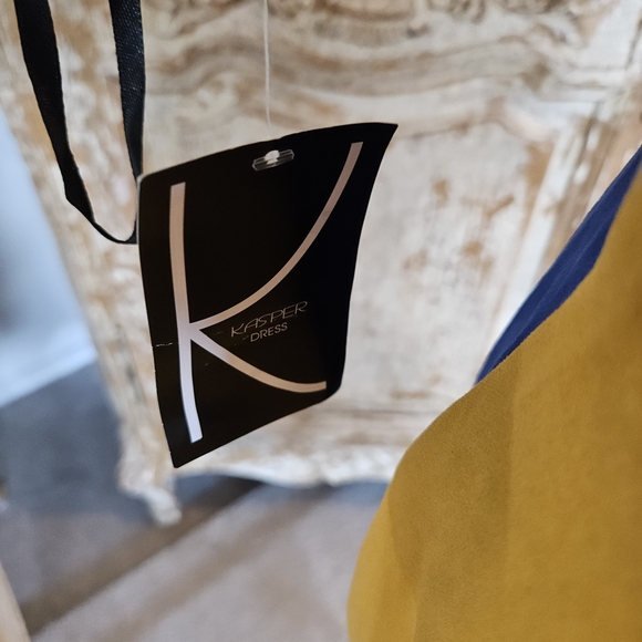 Kasper Mustard Dress with Royal Blue Details - Picture 6 of 7